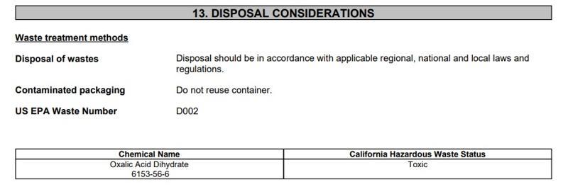 SDS section 13
